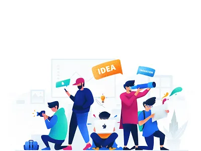 Maghozi Studio Header Website debut design flat illustration meeting meeting room simple team uiux web