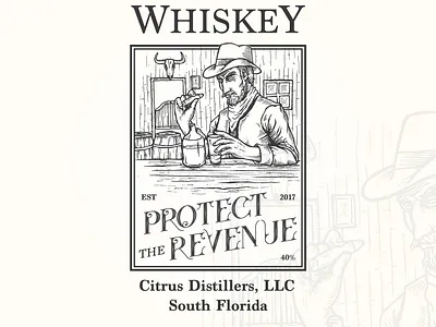 Protect The Reveneue art badge badges black and white branding classic cowboy design handrawing handrawn illustration logo man rustic tee design tee shirt vector vintage vintage badge