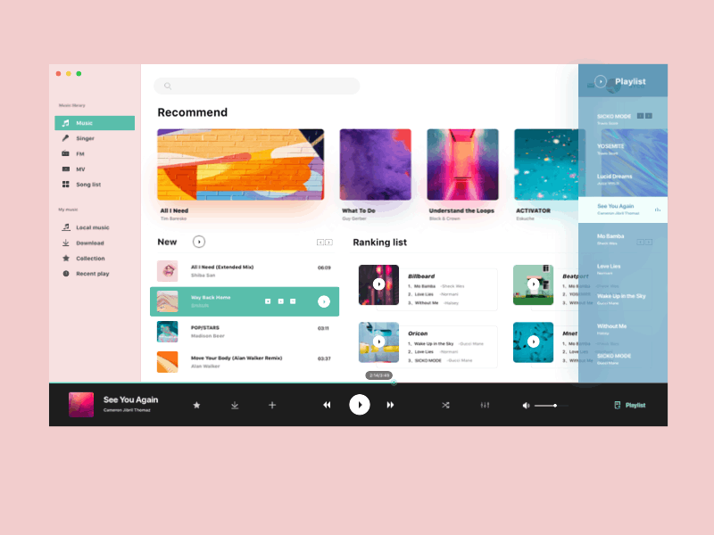 Music gif music music app music player ui ux web