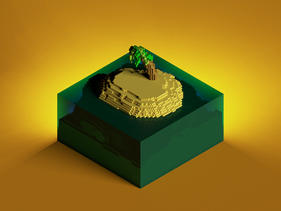 Island sunrise 3d 3d art 3d model 3d render design isometric isometric design landscape lighting magica voxel magicavoxel model rendering scene voxel
