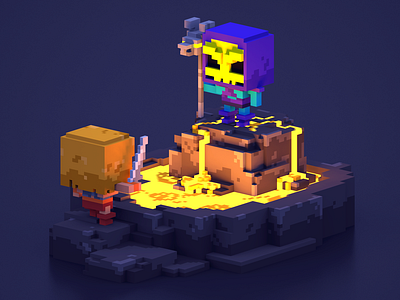 He-Man VS Skeletor 80s game art he man magicavoxel pixel retro voxel voxelart