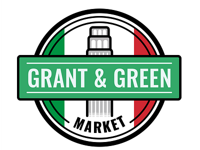 Grand And Green Market Logo branding coit tower design flag green italian italian flag italy little italy logo market neighborhood north beach red san francisco seal sign store street street sign