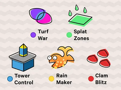 Splatoon 2 Game Mode Icons flat icon nintendo nintendo switch offset fill splatoon 2 vector
