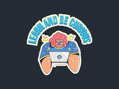 Learn And Be Curious charachter curious editorial illustration laptop learn snapp sticker study