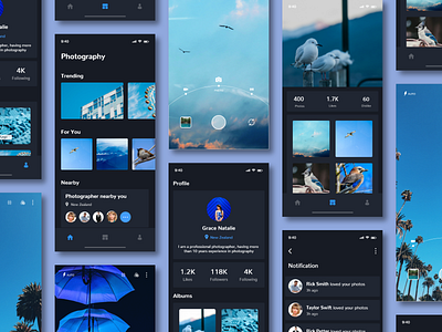 Photography App app clean dark app ios iphone iphone x photo photography photography app ui ui ux ux