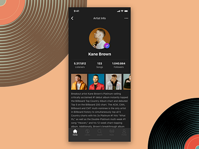 Daily UI #006 - User Profile 006 app artist dailyui kane brown mobile app music app singer ui user profile ux