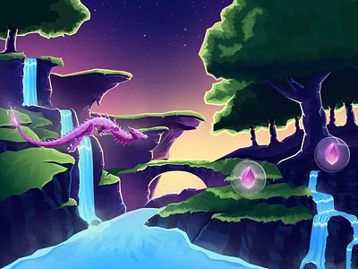 Dragoo Game concept ( Scene 2 ) 3d clean design gradient illustration minimal