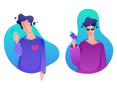 Deactivate account & Add new card character deactivate dots empty page empty page illustration gradient illustration new card vector