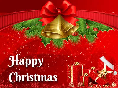 Happy Christmas christmas christmas card christmas tree gifts green leafs greeting happy illustration jingle bell red backgroung ribbons santa santa cap snow flower sparkles star texture vector whies