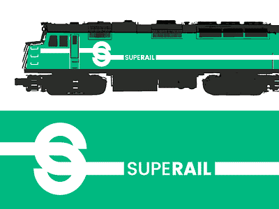 Super Rail branding green logo rail railroad s superail train