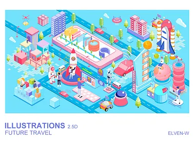 Future TRavel 2.5D Illustration 2.5d vr 人物概念 插图 智能 设计