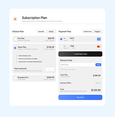 Subscription Plan UI Dashboard Design branding figma graphic design ui