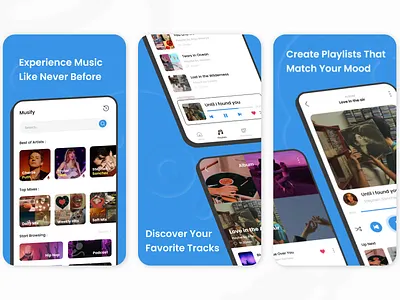 Musify: Music Streaming App app design blue graphic design logo music music app music streaming app musify song ui user experience user interface