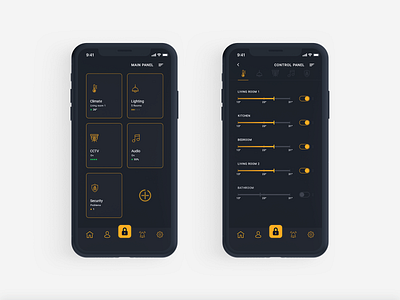 Smart Home adjustment adobe app control center ios iphone light mobile app photoshop security security app smart home smart house ui ui ux ux