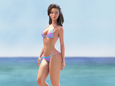 Kat - ocean dream 05 3d art barbie cartoon cg character characters digital3d girl kuhlhaus3d render sculpt sculpting sculpture sexy zbrush