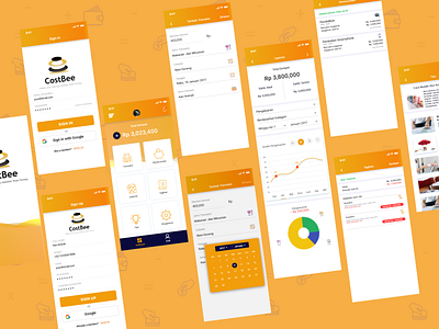 Costbee Apps app design icon income and expenses. management app mobile ui ux