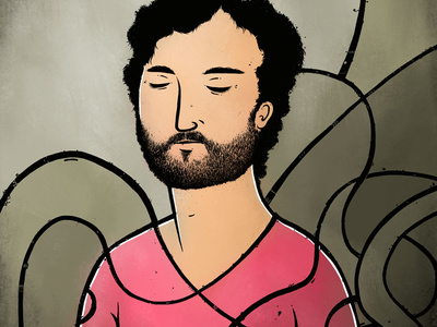 Deep Wander illustration lines portrait procreate stained glass
