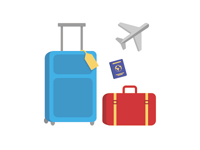 Travel Illustration airplane flying graphic design icons illustration luggage passport travel vector