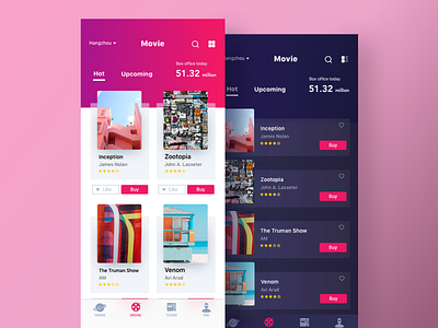 Movie app card movie movie app red red and black ui