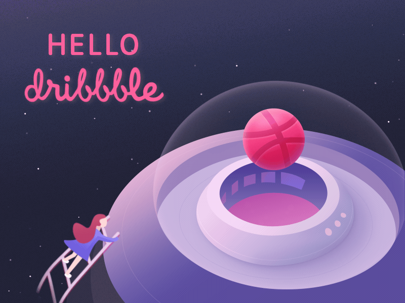 Hello dribble animation illustration