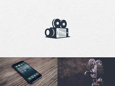 Moviephone app logo monogram movie negative space phone simple