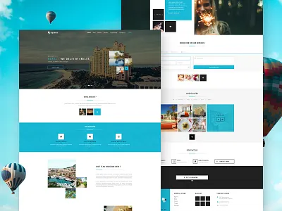 Squares Travel & Hotel Web Design art balloon banner blog design blue clean colors creative design fresh design hotel hotel app hotel booking square travel travel agency travel blog ui ux web design
