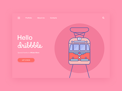 Hello Dribbble! design dribbble hello illustration tram vector web