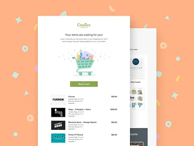 Creative Market Reminder Emails creative design ecommerce email email campaign email design marketplace online shopping shopping