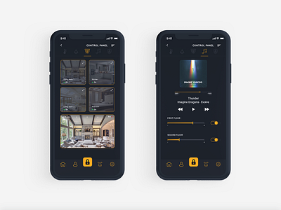 Smart Home adobe app cameras control panel design ios iphone mobile app modern modern design music music app photoshop stream ui ui ux ux