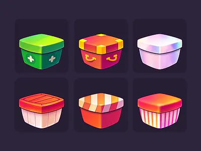 LingoLand Boxes box casual christmas concept game game app gift gift box green holiday holographic holography icon illustration match3 mobile red