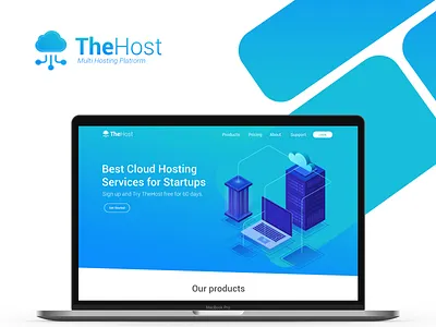 Landing Page For Hosting Web app branding design flat icon illustration landing page minimal ui ux web web design website