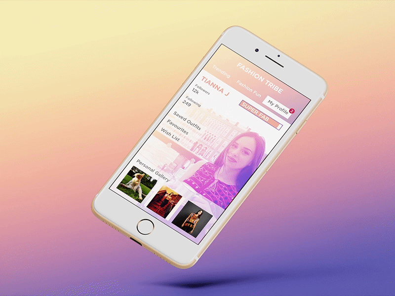 Fashion Tribe - Profile Page Design account page animated gif app design fashion app profile page ui ui ux ui 100 ui animation ui design ui designer ui gif user interaction ux