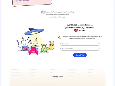 Shrinkit - Shopify Image Optimization App - Join app clean ui ux design illustration project shopify ui