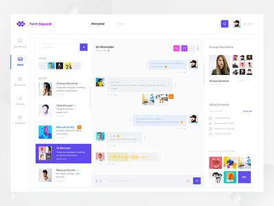 Tech Squard Messaging Dashboard account admin panel chat dashboard group chat interaction design mailbox message messanger user interface user management ux design web application