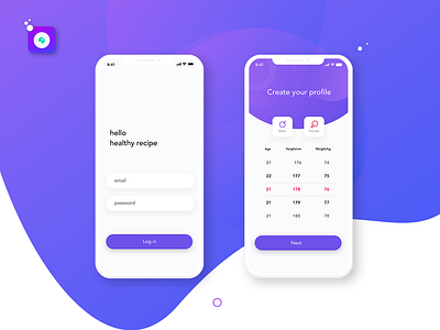Healthy Recipe App Log-in Screen animation app branding design icon illustration ui ux web website