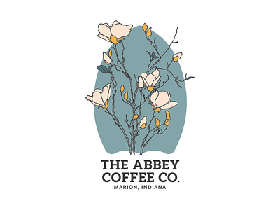 Abbey Coffee Co. Flower Design abbey blue brand coffee coffee bar floral flower flower illustration illustration linework natural simple sticker sticker design