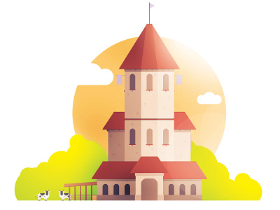 Flat design of a Castel castle concept country castle flat design illustration