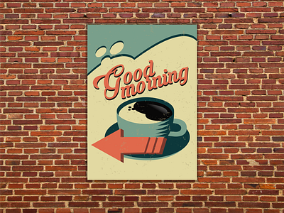 Retro Coffee arrow brickwall coffee coffee bar coffeecup cologne goodmorning grafikdesign illustration illustrator mikasalentiny poster retro retrodesign retroillustration retroposter salentiny type typography vector