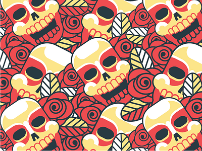 Calacas flowers geometric helbetico pattern skulls texture vector