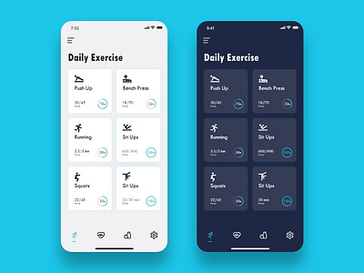 Daily UI - #062 Workout of the Day 2d app art color dailyui dark design dribbble icon illustration ios iphone light minimal ui user experience user interface ux vector workout