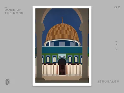 A class project: Dome of The Rock blue design dome fun illistration illustrator jerusalem logo project vecto
