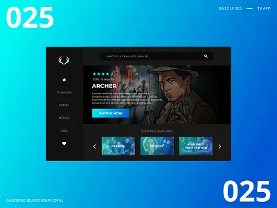 Daily UI 025 - TV App branding daily ui daily ui 025 dailyui design illustration tv app ui