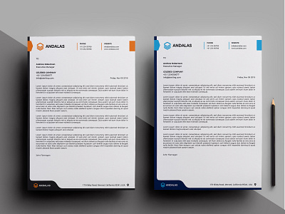 Clean corporate Letterhead a4 size black blue branding clean colorful corporate creative design letterhead print ready professional simple vector white