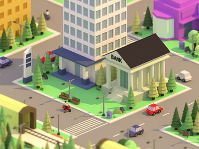 Bank Central 3d art blender3d blender3dart building design bulding design illustration isometric low poly miniature