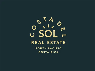 Costa Del Sol Real Estate brand costa rica logo pura vida real estate sol sun tropical typography