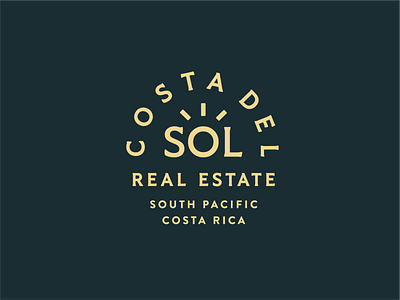 Costa Del Sol Real Estate brand costa rica logo pura vida real estate sol sun tropical typography