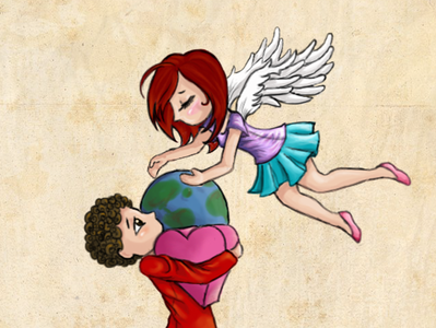 My heart and my world. charachter design desenhar digital painting illustration ilustração romantic