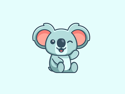 Koala brand branding cartoon comic character mascot child children cute adorable friendly wink fun funny happy joyful illustrative illustration kids toddler kind kindness koala bear logo identity nonprofit organization puppet doll sit sitting smile smiling soft feminine stuffed animal