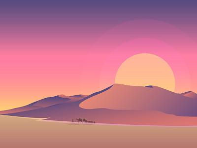 Dunhuang dessert sand dunes china design dessert digital graphic design illustration landscape illustration sand sand dunes shanghai sky sunset vector