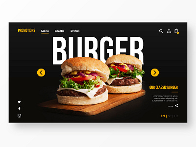 Landing Page for Burger Restaurant app brand branding burger menu clean delivery app design icon identity ios logo minimal mobile restaurant app restaurant branding type ui ux web website